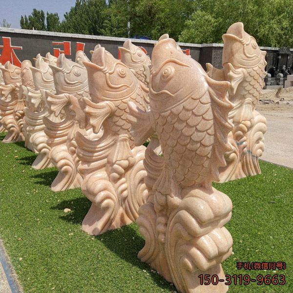 噴水石雕魚_晚霞紅公園動(dòng)物噴泉雕塑