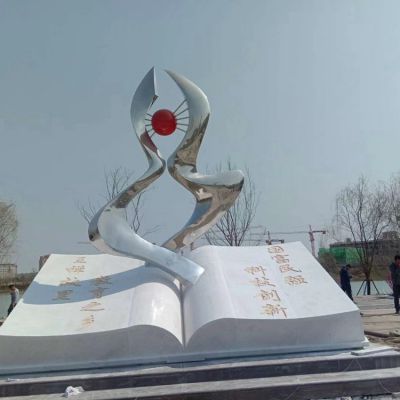 不銹鋼抽象創(chuàng)意不銹鋼書(shū)籍上的景觀擺件