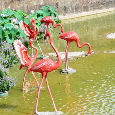 仿真火烈鳥，玻璃鋼仿生動物雕塑