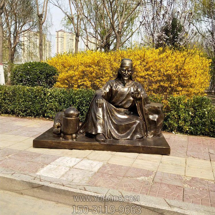 茶圣陸羽雕塑，玻璃鋼仿銅歷史名人情景雕塑