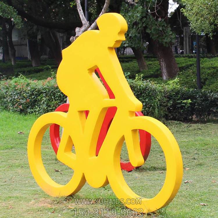 公園戶外草坪騎車(chē)運(yùn)動(dòng)人物小品景觀雕塑