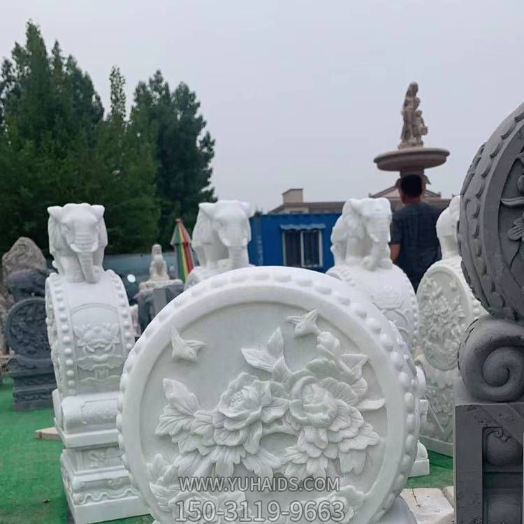 浮雕庭院門(mén)口大型鎮(zhèn)宅大象抱鼓石雕塑