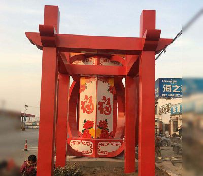 城市廣場擺放不銹鋼中國夢(mèng)燈籠雕塑