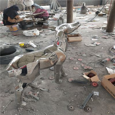 不銹鋼狗，鏡面動物擺件