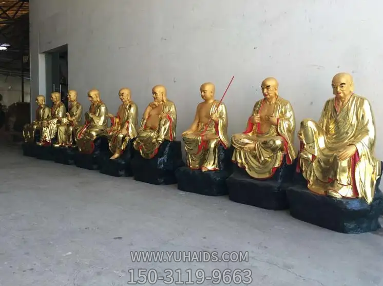 十八羅漢塑像，玻璃鋼漆金佛像系列雕塑