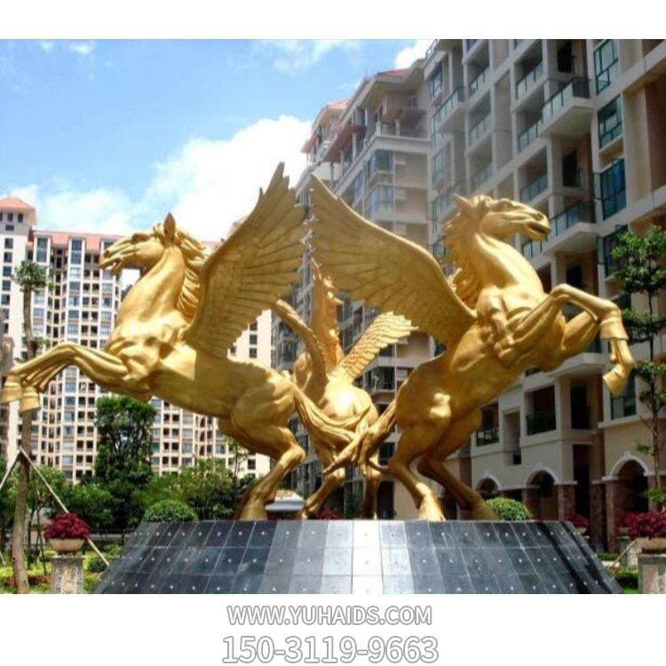 玻璃鋼仿銅噴漆 西方歐式飛馬雕塑景區(qū)酒店戶(hù)外擺件