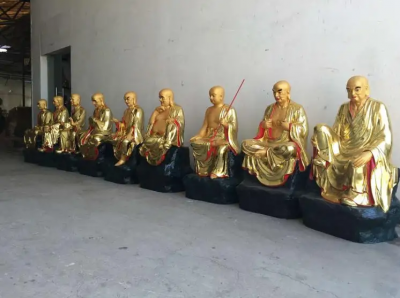 十八羅漢塑像，玻璃鋼漆金佛像系列雕塑