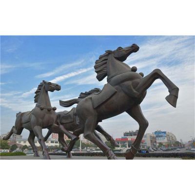 大理石石雕戶(hù)外園林景觀馬群雕塑