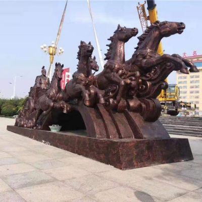 大型馬車(chē)雕塑，廣場(chǎng)馬拉車(chē)景觀雕塑