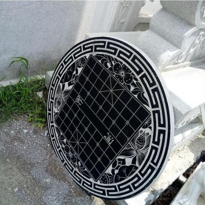青石石桌，帶象棋棋盤傳統(tǒng)圖案石桌子