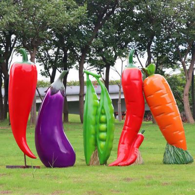 玻璃鋼仿真蔬菜，辣椒、茄子、豌豆和胡蘿卜