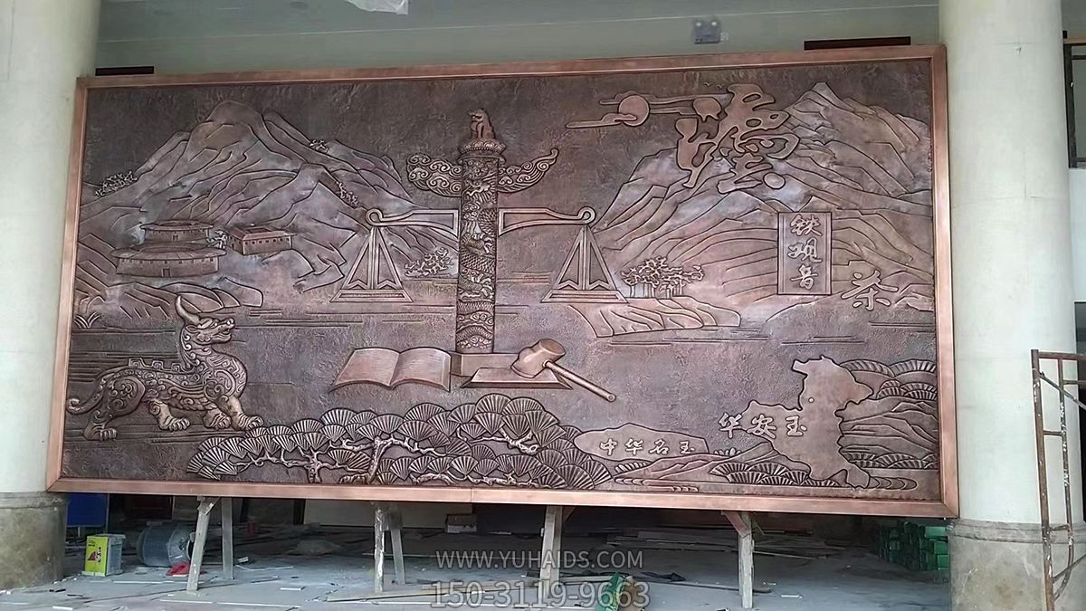華安政務(wù)大廳地方主題浮雕，紫銅鍛造壁畫雕塑