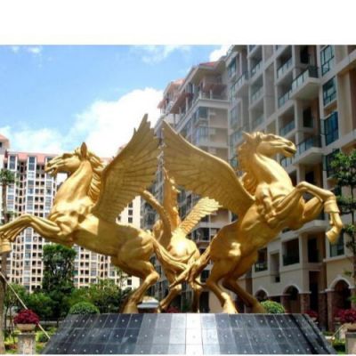 戶(hù)外廣場(chǎng)大型鑄銅噴金烤漆飛馬景觀