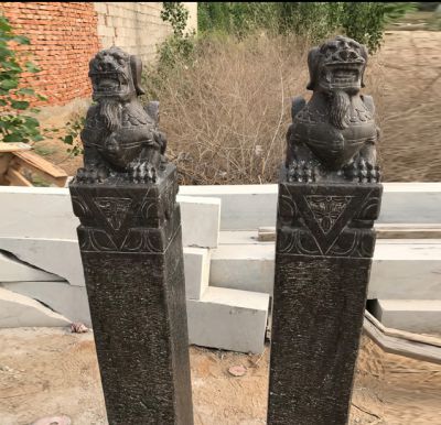 獅子一對(duì)家用門(mén)口擺放拴馬柱雕塑
