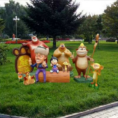 游樂(lè)園擺放玻璃鋼卡通熊出沒動(dòng)畫人物小品