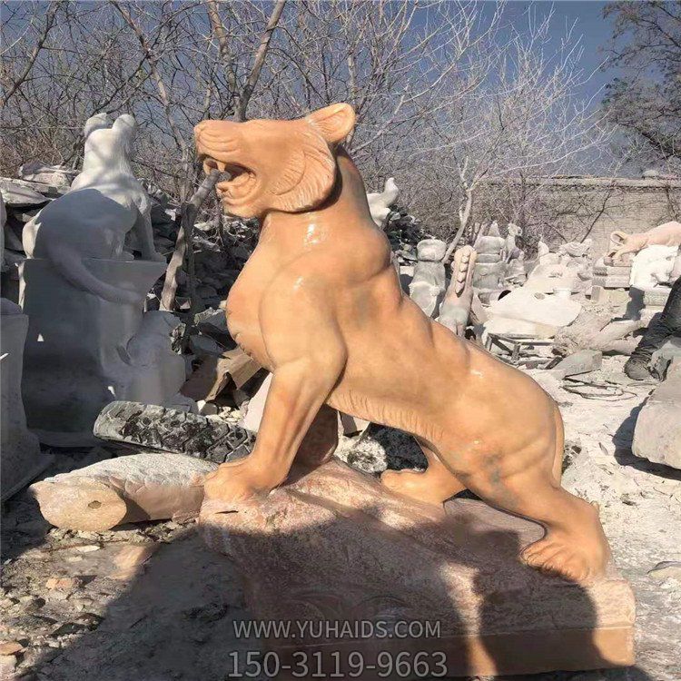 晚霞紅石雕老虎，十二生肖動物石雕雕塑