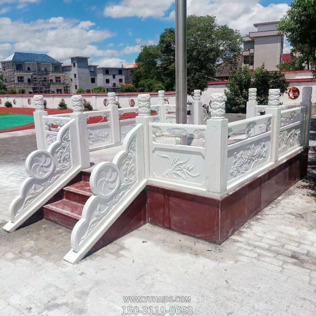 漢白玉旗臺(tái)，學(xué)校升旗臺(tái)欄桿雕塑