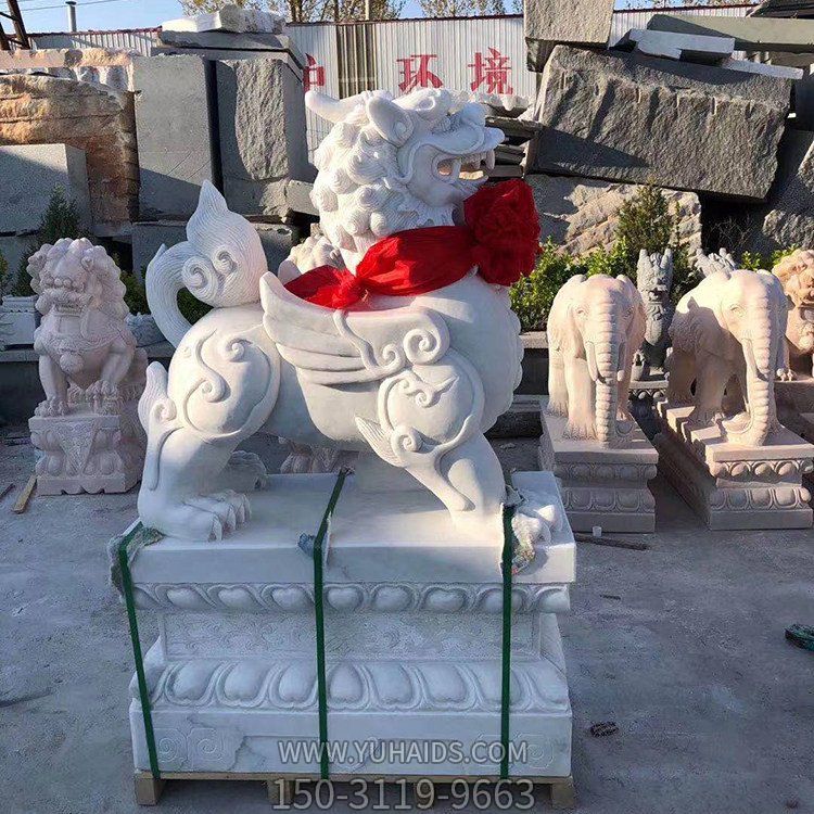 漢白玉石雕貔貅，門店看門神獸