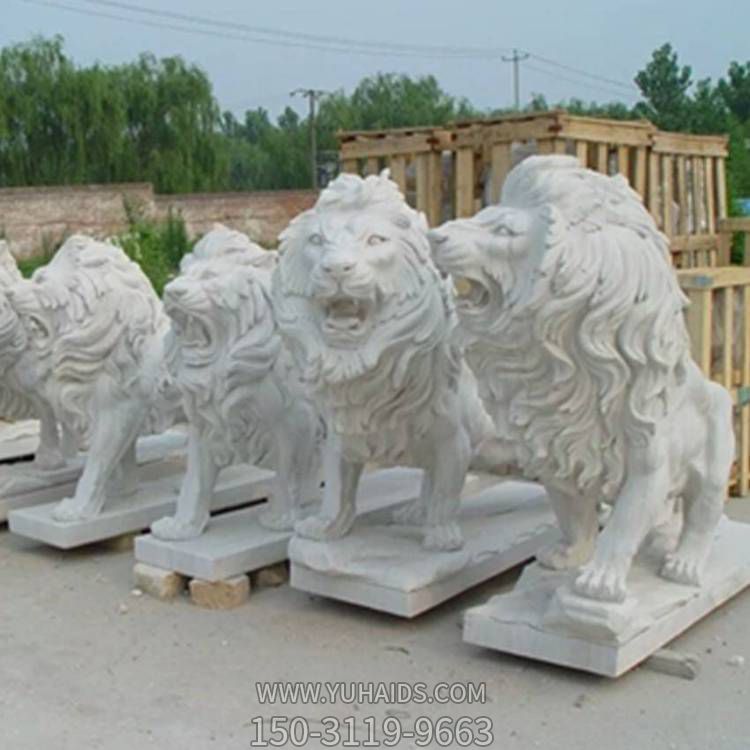 大型戶(hù)外大理石石雕動(dòng)物景觀獅子雕塑