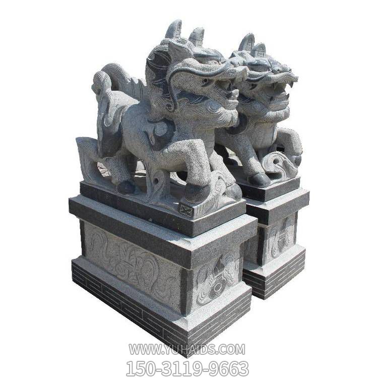大理石做舊雕刻麒麟雕像庭院門口擺放鎮(zhèn)宅一對(duì)雕塑