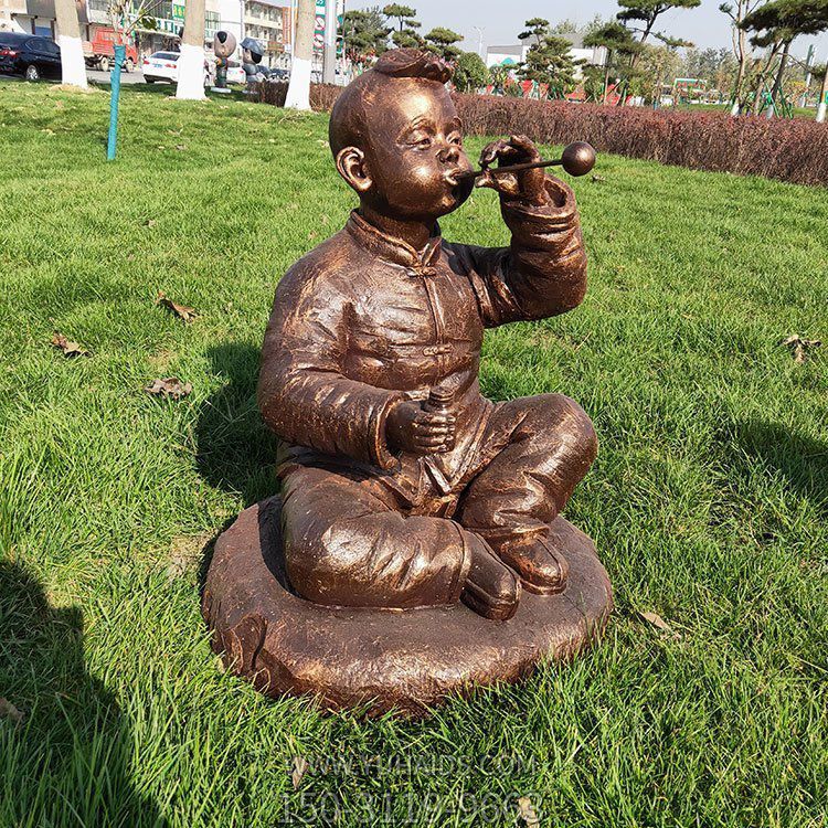 童趣系列人物，吹泡泡的小男孩雕塑
