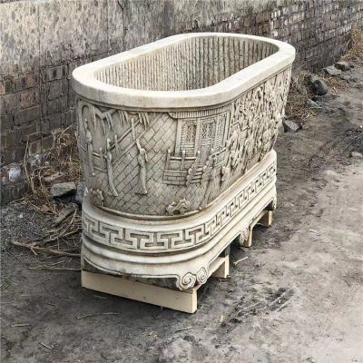 漢白玉仿古石槽，深水槽
