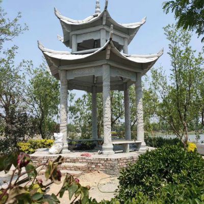 花崗巖石雕涼亭，雙層高涼亭