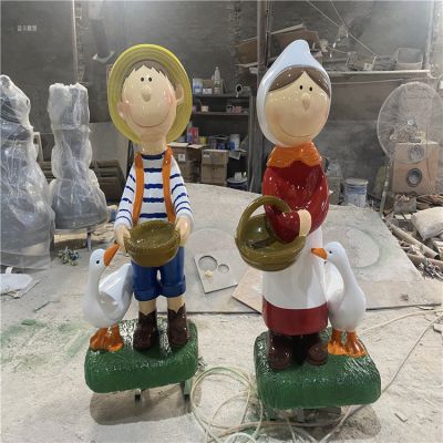 玻璃鋼卡通公仔，一年一女卡通人物