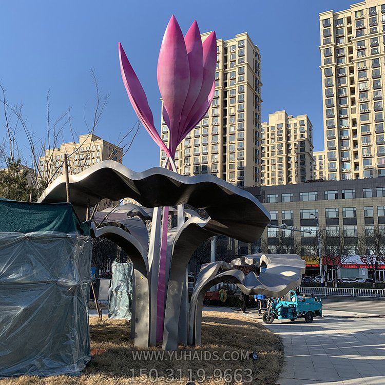 城市路政裝飾雕塑，不銹鋼花朵景觀雕塑