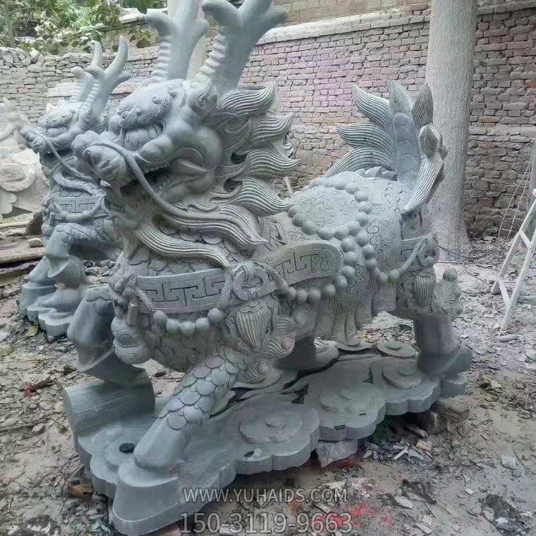 青石麒麟，吉祥神獸石雕雕塑