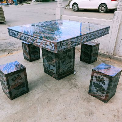 大理石石桌凳，正方形桌子凳子