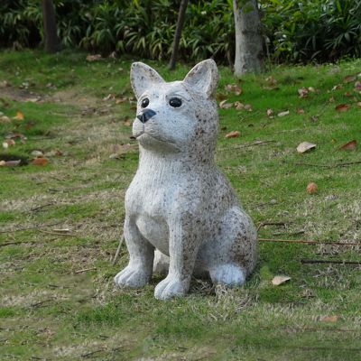 戶(hù)外草坪大理石石雕臥著的狗雕塑