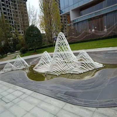 戶(hù)外公園水景不銹鋼拉絲創(chuàng)意景觀假山
