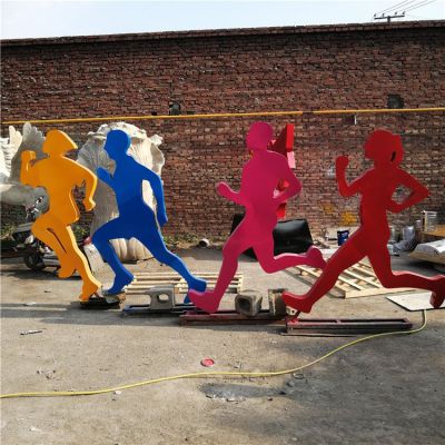 跑步，不銹鋼剪影奔跑人物雕像