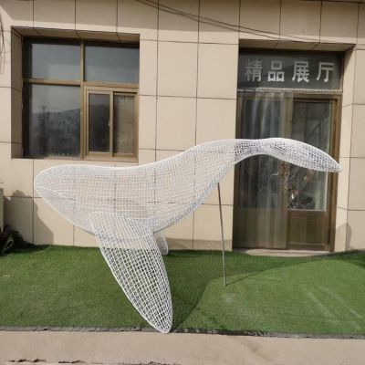 不銹鋼金屬網(wǎng)格創(chuàng)意鯨魚(yú)雕塑