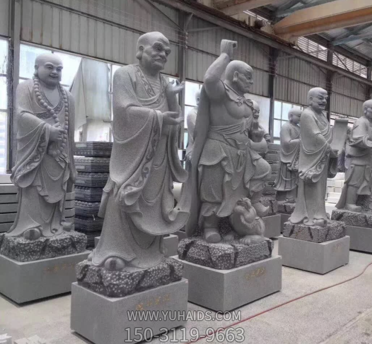 十八羅漢系列佛像，花崗巖18羅漢像雕塑
