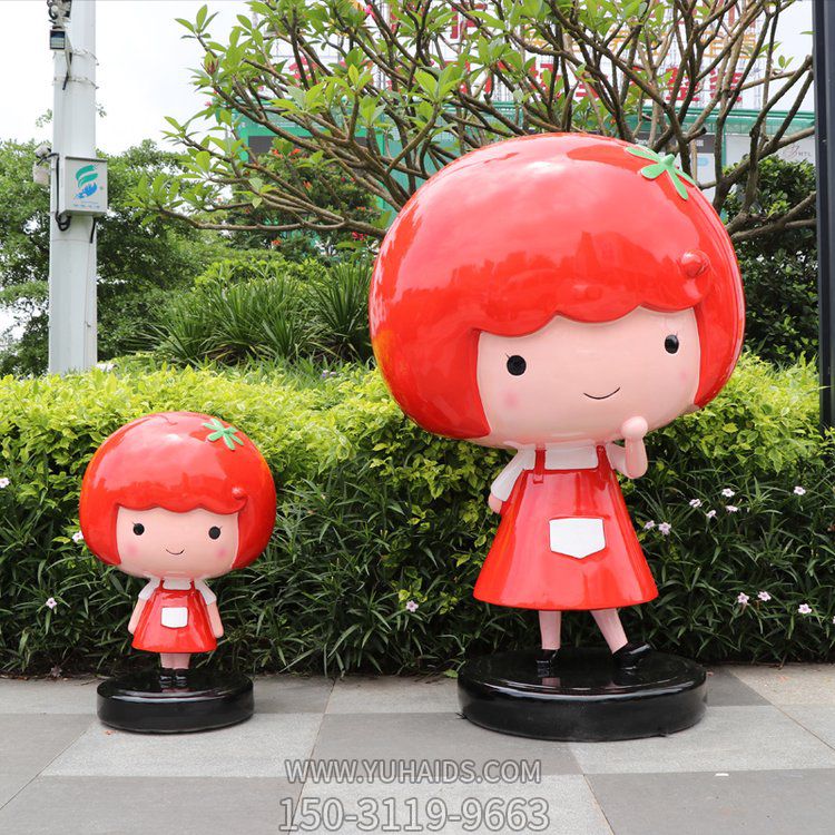 玻璃鋼卡通人偶，可愛的小女生形象雕塑