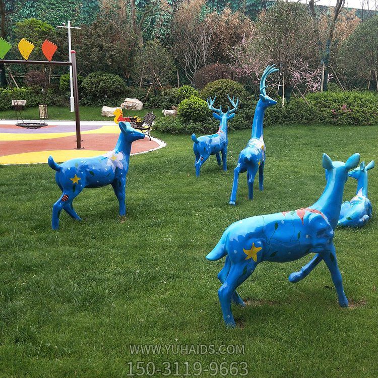 梅花鹿，公園草坪裝飾動(dòng)物擺件雕塑
