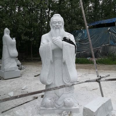 孔子石雕像，漢白玉大理石石雕孔圣人