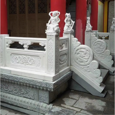 寺廟欄桿圍欄，漢白玉雕花欄板