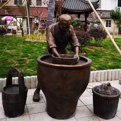 公園玻璃鋼仿銅戶(hù)外園林景觀情景小品人物雕塑