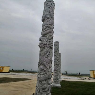 景區(qū)廣場石雕龍柱 公園傳統仿古文化柱雕塑