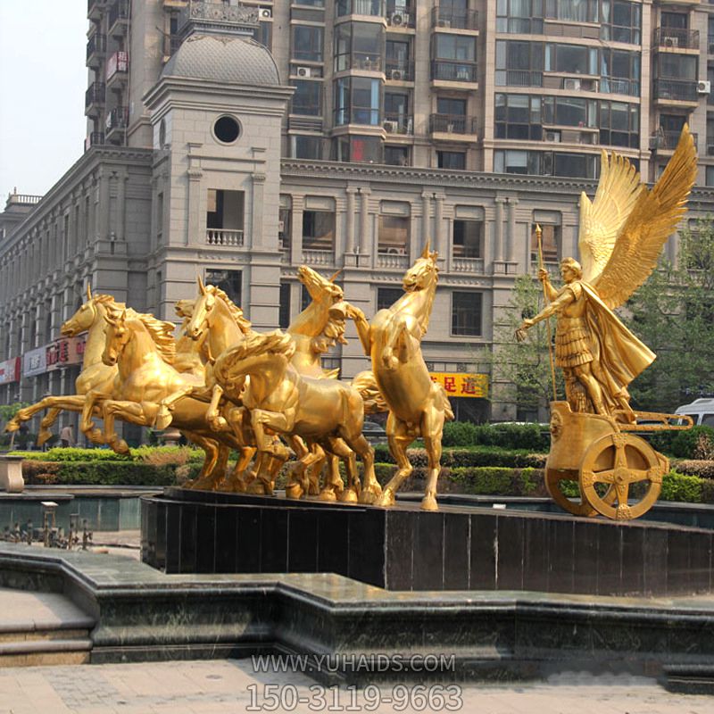 小區(qū)大門(mén)阿波羅戰(zhàn)車(chē)鎏金景觀銅雕阿波羅雕塑