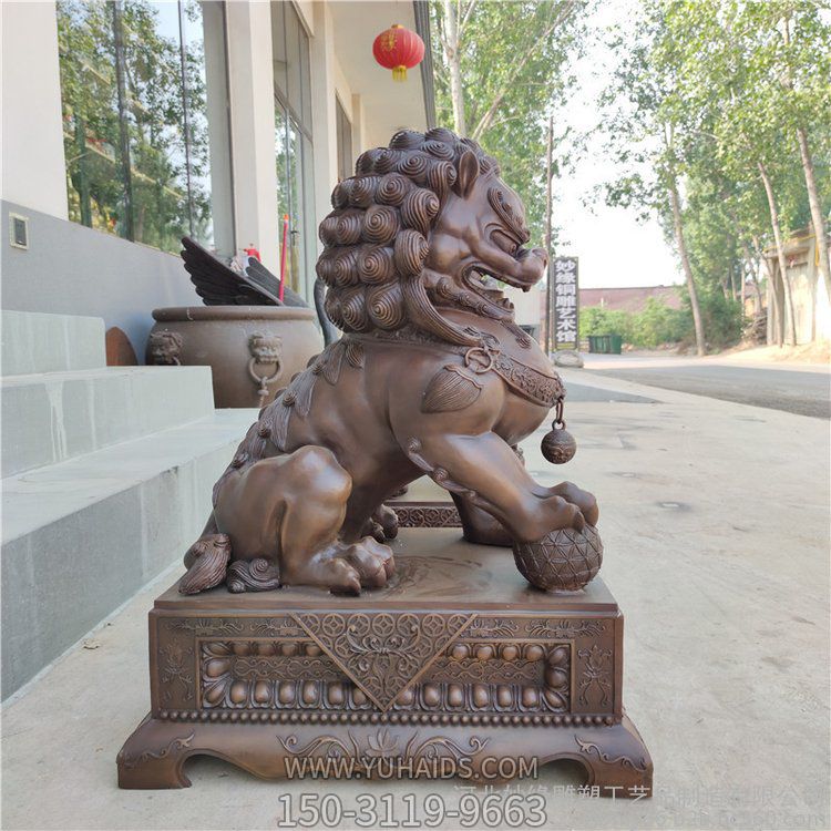 庭院戶外大型銅雕門(mén)口獅子雕塑