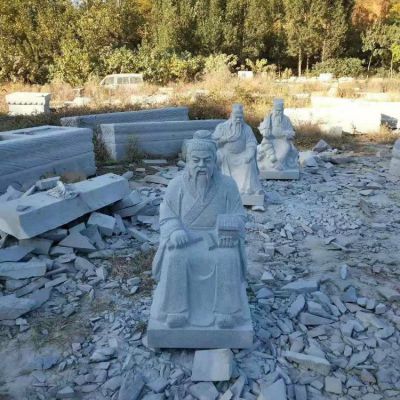 土地公公石雕像，小型坐姿土地爺