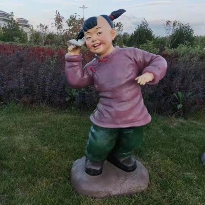 戶(hù)外園林景觀玻璃鋼卡通兒童雕塑
