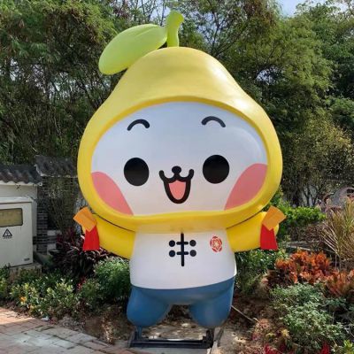 玻璃鋼鴨梨公仔，卡通植物公仔雕塑