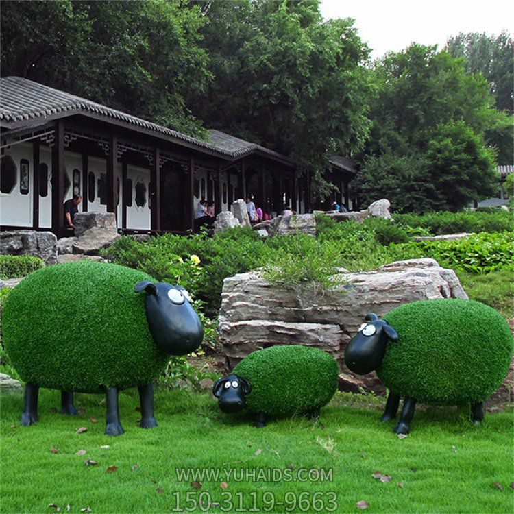 草皮肖恩羊，綠色可愛綠植動物擺件雕塑
