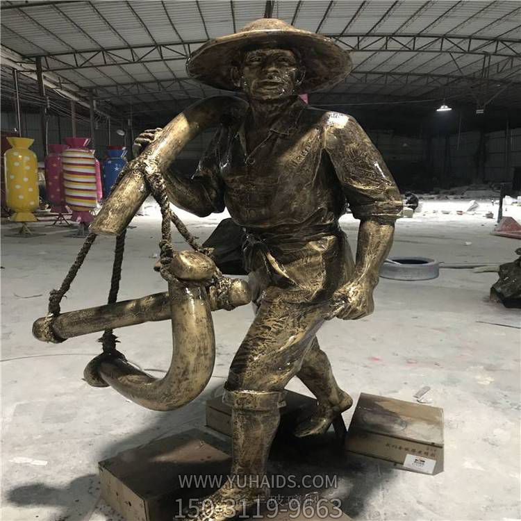 農(nóng)耕主題人物雕塑 玻璃鋼景觀(guān)小品雕塑