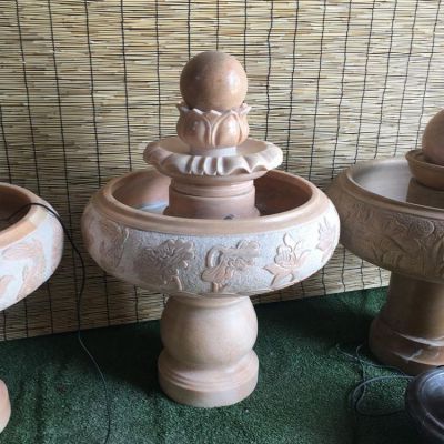 晚霞紅大理石風(fēng)水球水缽，室內(nèi)家用小型招財(cái)擺件